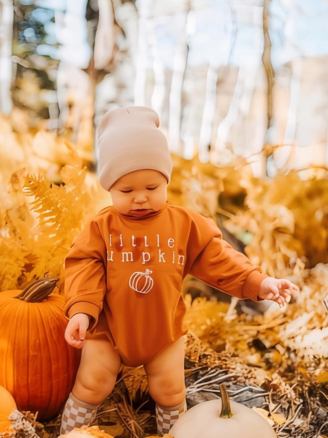 WOLBAY Newborn Infant Toddler Baby Girl Boy long Sleeve Halloween Thanksgiving Pumpkin Patch Onesie