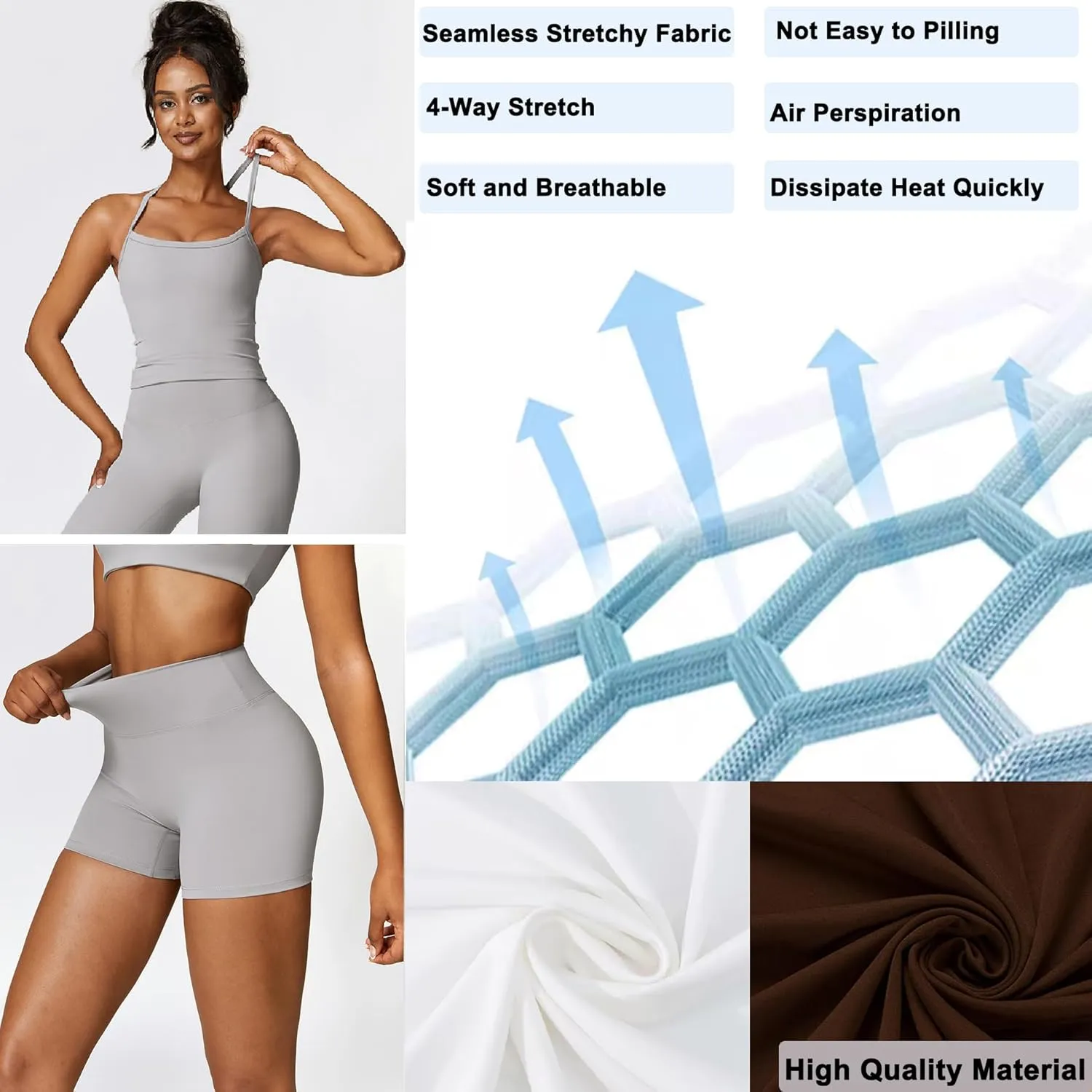 Women 2 Piece Workout Sets (2025 NEW) Yoga Outfit Open Back Tank Top High Waisted Shorts Gym Sets Tracksuits