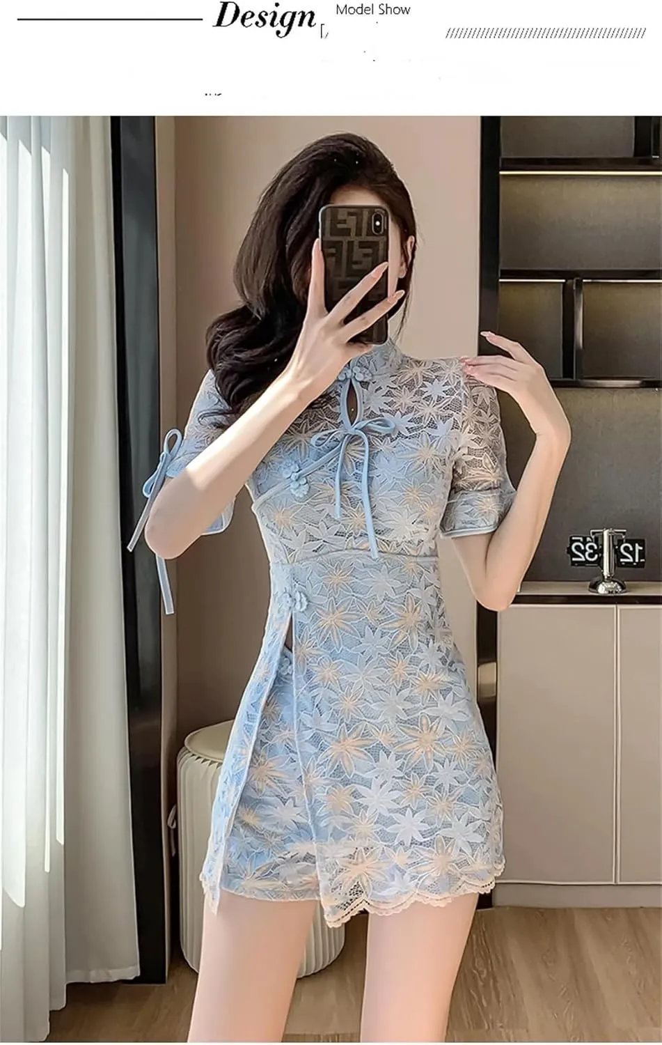 Women Chinese Qipao Improves Retro Dress And Shorts Two Piece Set