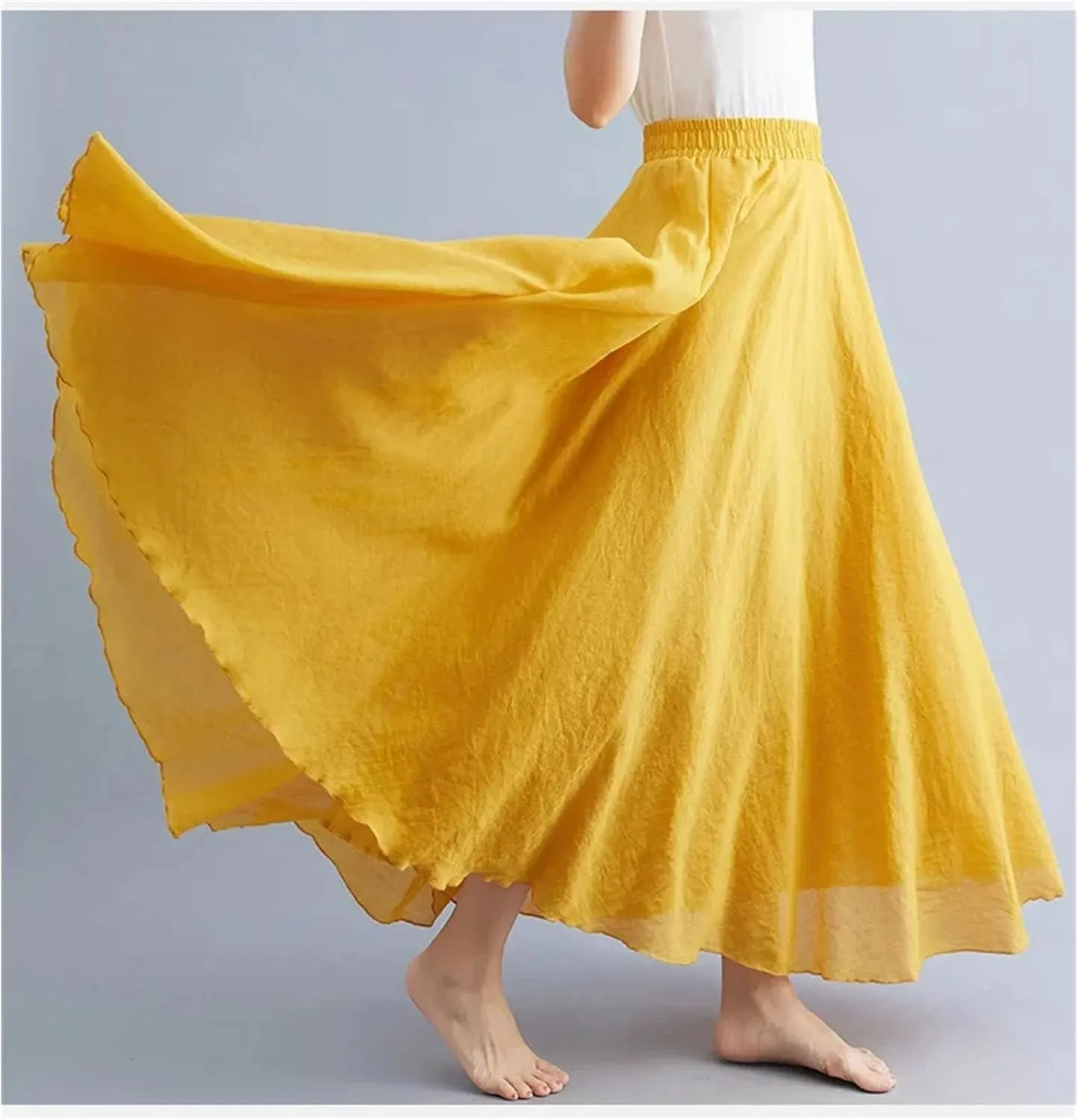 Women Fashion Cotton Linen Clothes Skirts Maxi Elegant Beach Saia Ropa Casual Vestido Long Skirt
