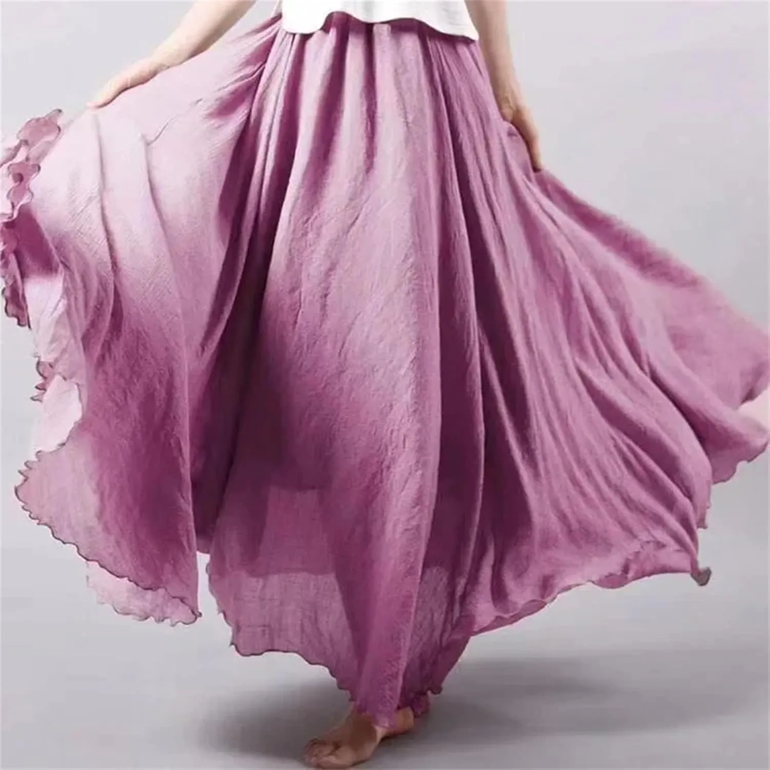 Women Fashion Cotton Linen Clothes Skirts Maxi Elegant Beach Saia Ropa Casual Vestido Long Skirt