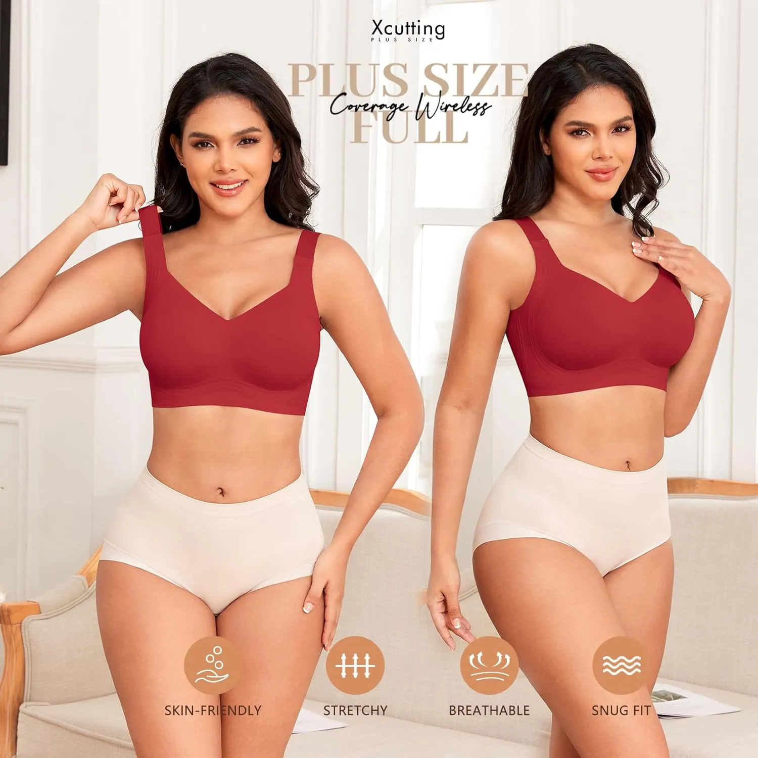 Women Wirefree Bras for Women Full Coverage No Underwire Everyday Bras Comfortable Wireless Padded Bras