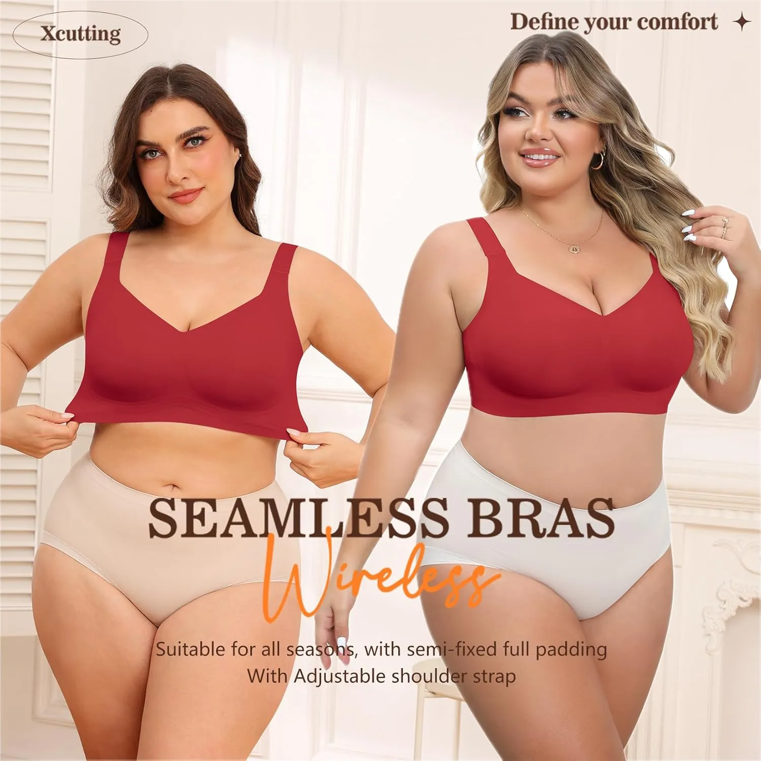 Women Wirefree Bras for Women Full Coverage No Underwire Everyday Bras Comfortable Wireless Padded Bras
