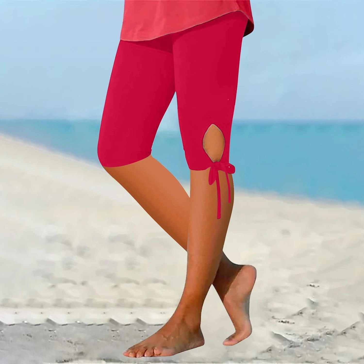 Women Elastic Comfy Yoga Sports Shorts Summer Casual Knee Length Leggings Athletic Workout Biker Shorts