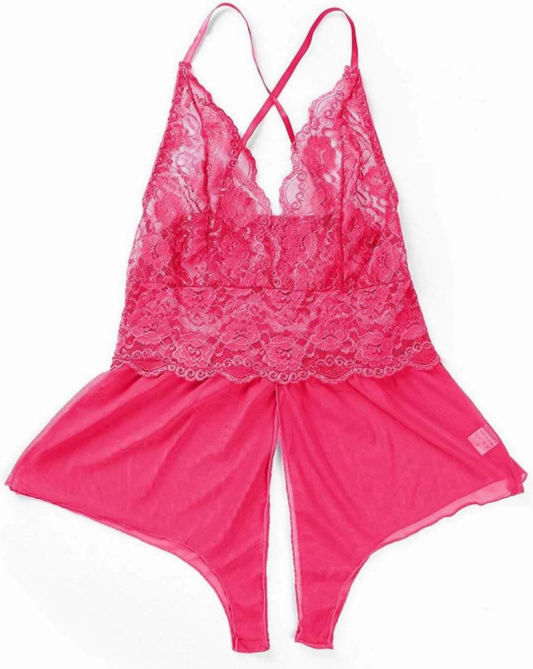 Women Lingerie Sheer Lace Mini Babydoll Teddy Sexy Bodysuit Backless Sleepwear
