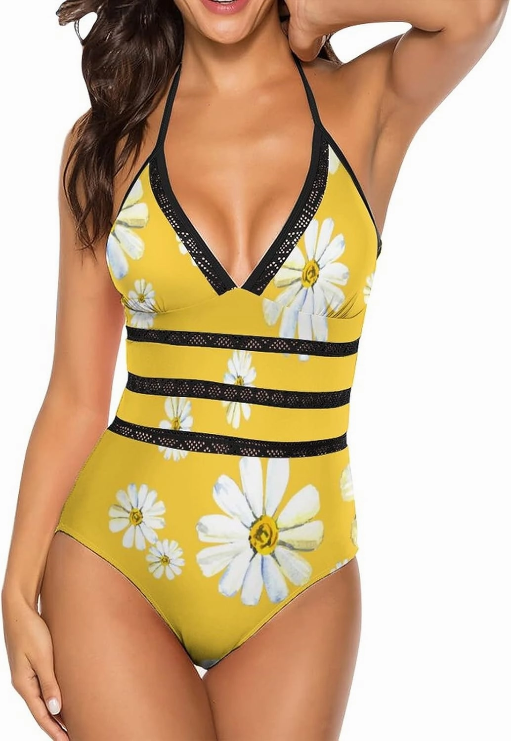 Women One-Piece Halter Bikini Padded Swimwear Tie Side Triangle Bathing Suit