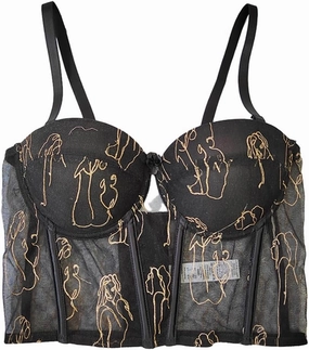 Women's Floral Print Sleeveless Spaghetti Strap Bustier Corset Crop Top Padded Push Up Going Out Tops