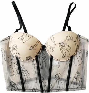 Women's Floral Print Sleeveless Spaghetti Strap Bustier Corset Crop Top Padded Push Up Going Out Tops