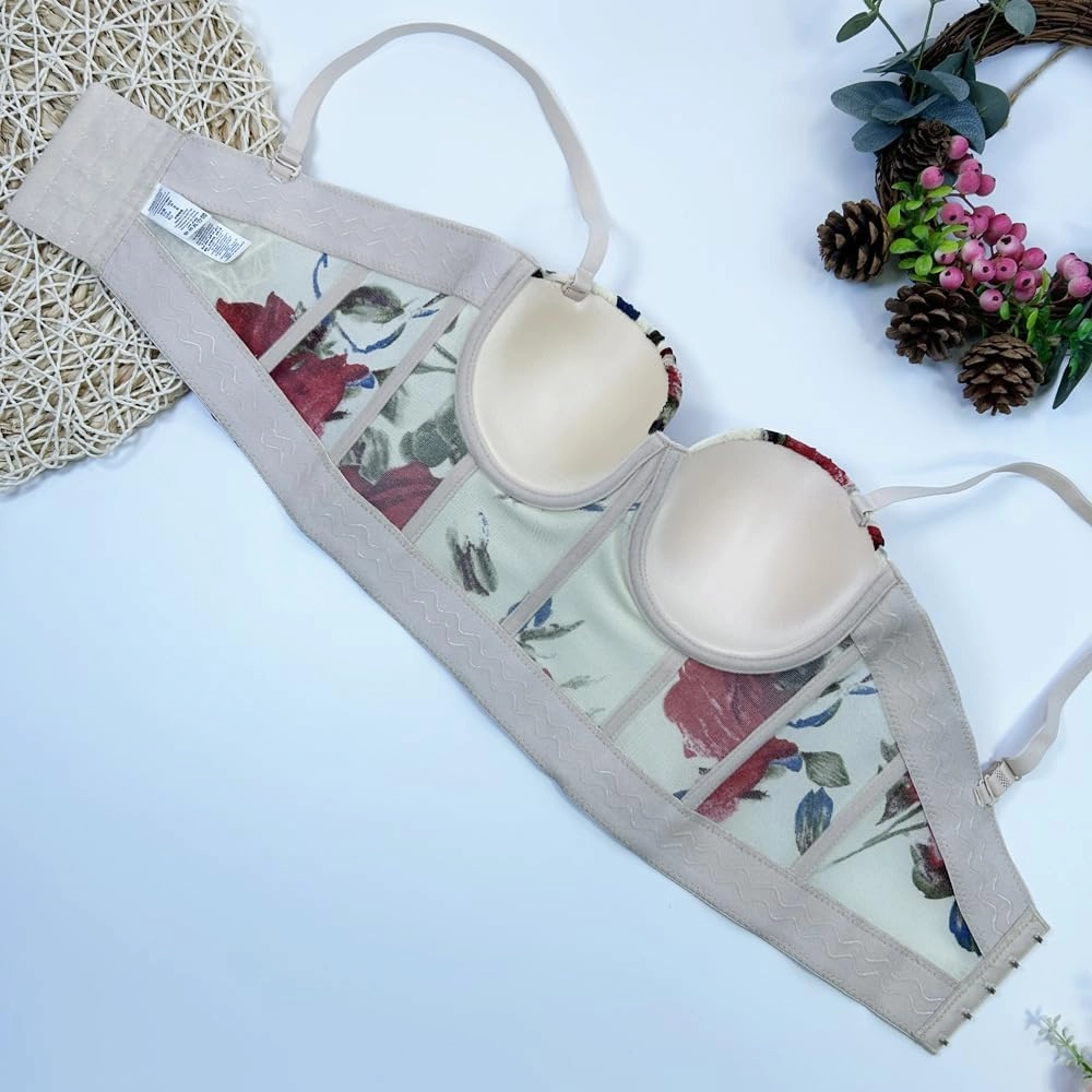 Women's Floral Print Sleeveless Spaghetti Strap Bustier Corset Crop Top Padded Push Up Going Out Tops