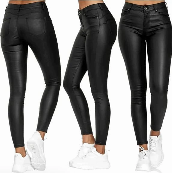 Women’s High-Waist PU Leather Leggings – Stretchy Faux Leather Pants for Club, Casual, or Night Out