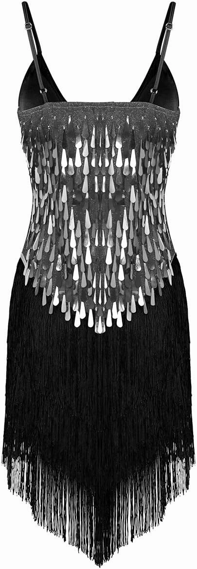 Women's Latin Dance Dress Cha Cha Ballroom Samba Tango Dress Sequins Cocktail Party Dancewear