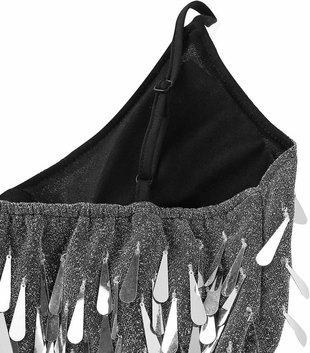 Women's Latin Dance Dress Cha Cha Ballroom Samba Tango Dress Sequins Cocktail Party Dancewear