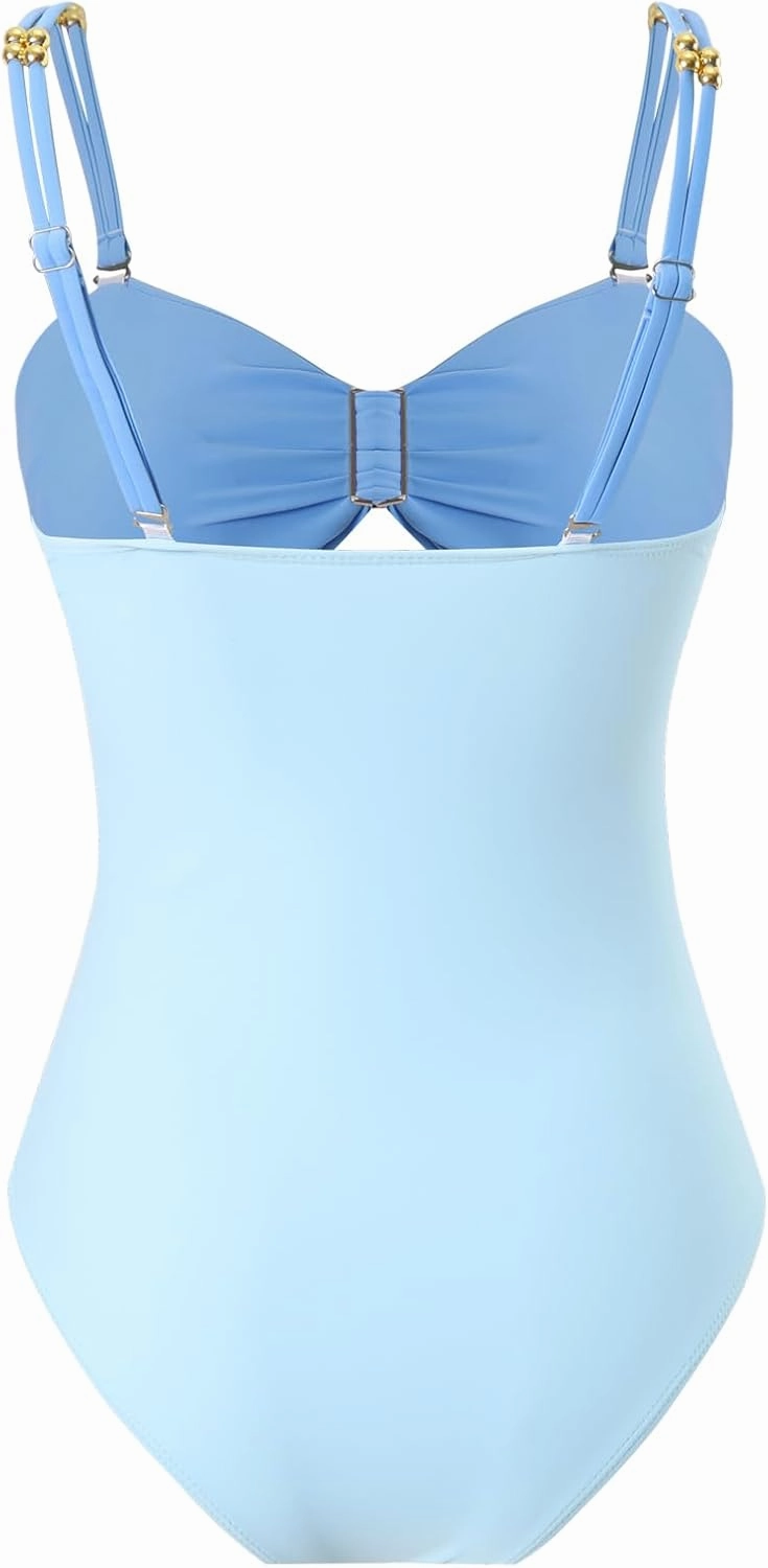 Women's One Piece Swimsuit with Cover up Set Beach Wrap Skirt Retro Bikini Set Two Piece Bathing Suit with Cover up