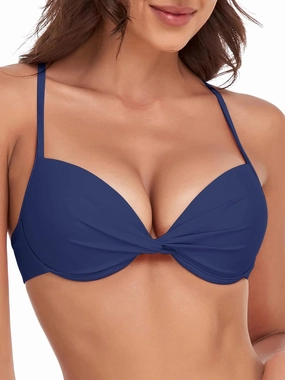 Women's Push Up Bikini Top Twist Front Underwire Molded Soft Pads Vintage Bikini Swimsuits Tops
