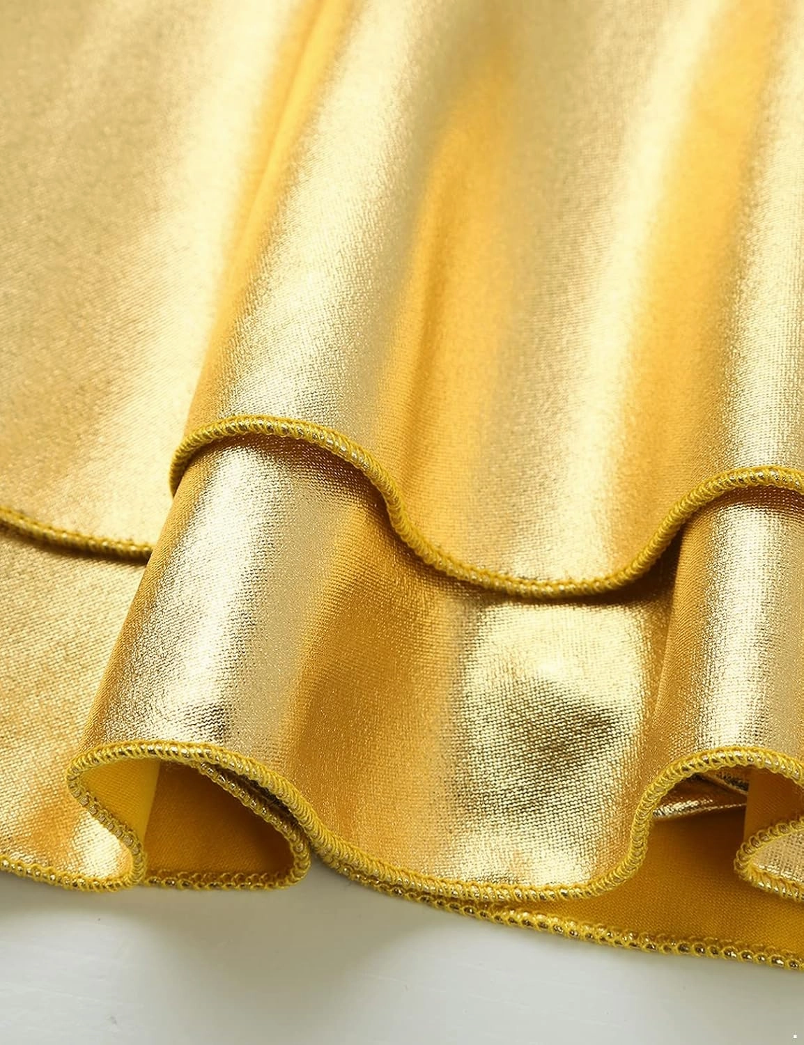 Women's Solid Novelty Metallic Pleated Mini Skirt Double Layer Tutu Flare Dance Dresses