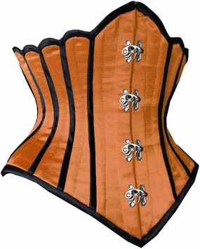 Women's Underbust Waist Trainer Corset Double Steel Boned Satin Bustier Claps Corset
