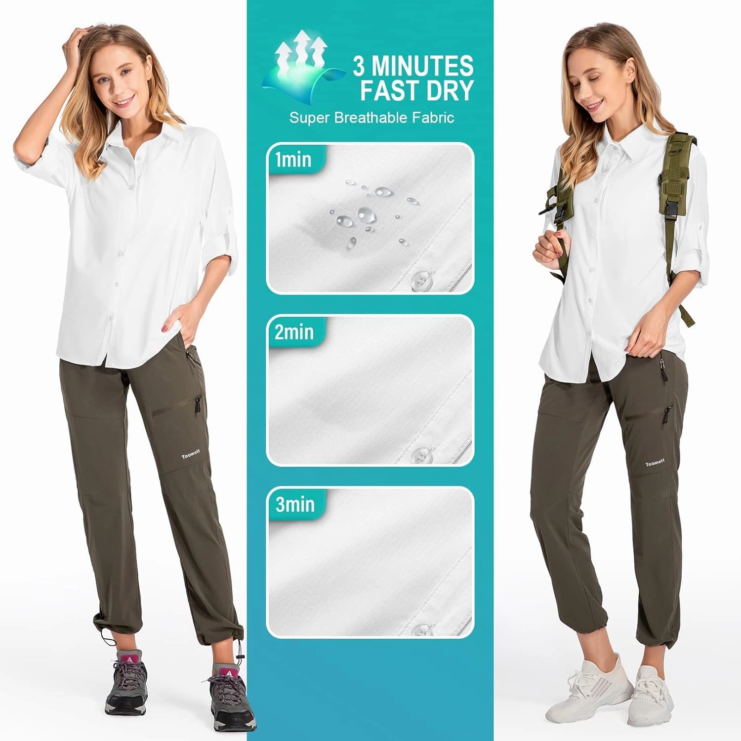 Women's UPF 50 Long Sleeve Sun Protection Shirts Quick Dry Outdoor Fishing Hiking Travel Shirt