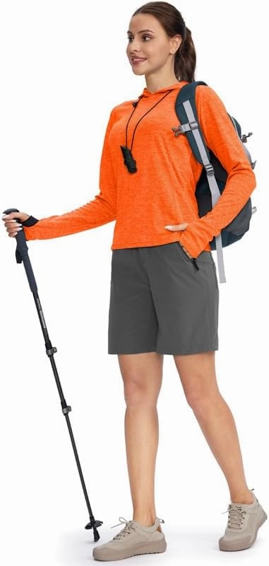 Women's UPF 50  Sun Protection Shirt Long Sleeve Lightweight Hoodie UV Shirts for Women Hiking Fishing Outdoor
