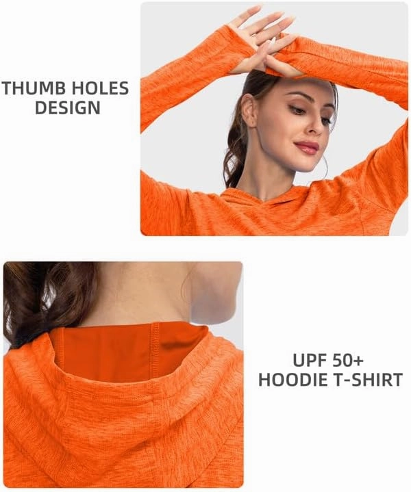 Women's UPF 50  Sun Protection Shirt Long Sleeve Lightweight Hoodie UV Shirts for Women Hiking Fishing Outdoor