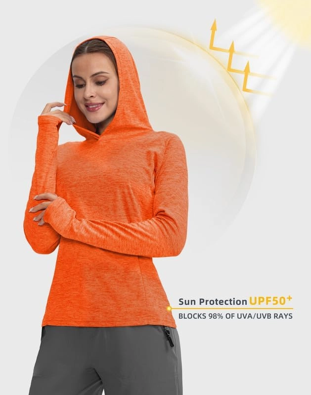 Women's UPF 50  Sun Protection Shirt Long Sleeve Lightweight Hoodie UV Shirts for Women Hiking Fishing Outdoor