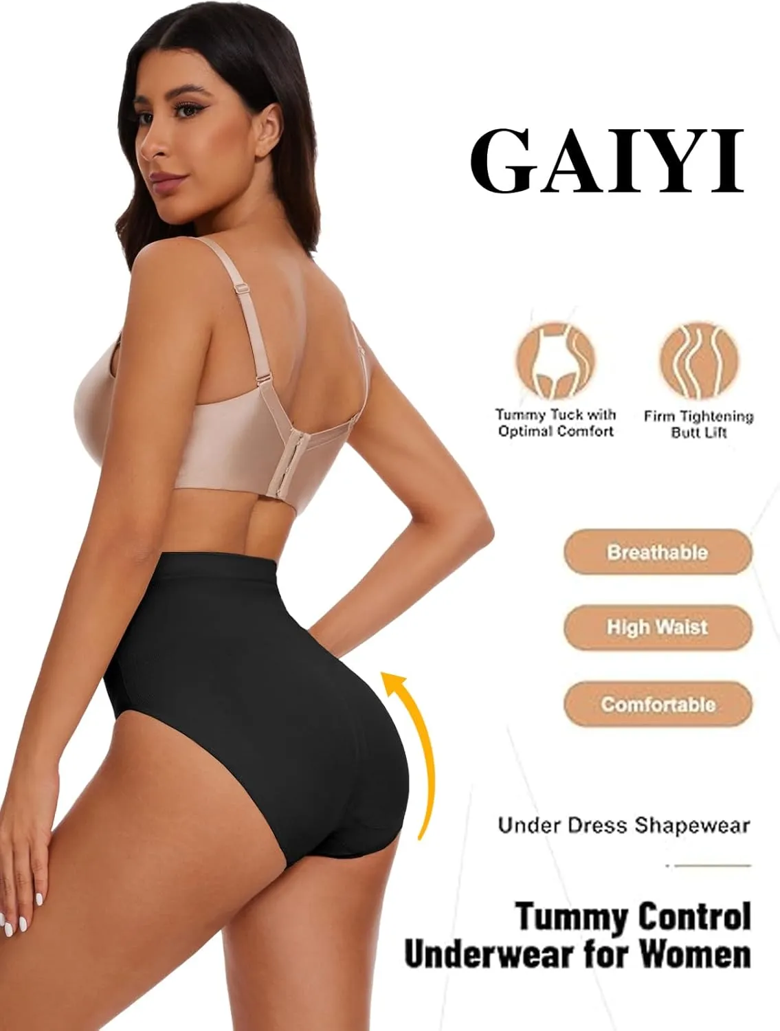 Women's Shapewear Tummy Control Jacquard Underwear for Women High Waist Shaping Panty Body Shaper Seamless Brief