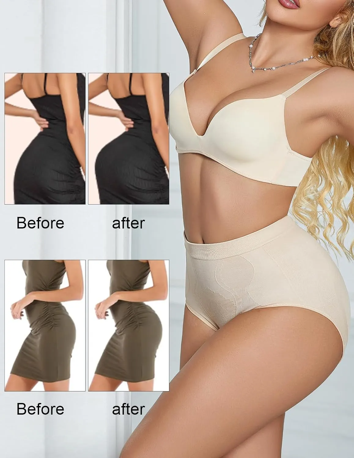Women's Shapewear Tummy Control Jacquard Underwear for Women High Waist Shaping Panty Body Shaper Seamless Brief