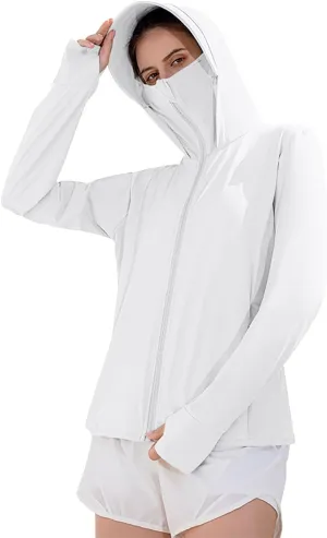 Women's Sun Protection Jacket Lightweight Cooling Long Sleeve Sun Shirt with Hoodie Brim Outdoor Hiking UV Shirts