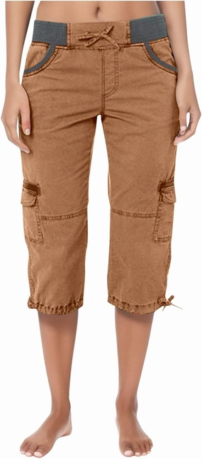 Womens Cargo Capris Summer Casual Cropped Pants Low Rise Drawstring Outdoor Hiking Pants Cotton Bermuda Shorts