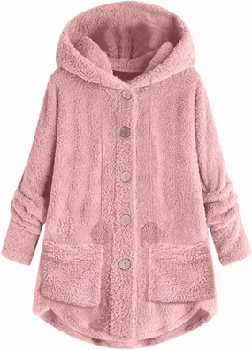 Womens Sherpa Jackets Dressy Casual Loose Soft Button Down Fleece Pullover Tops Oversized Hooded Loungewear
