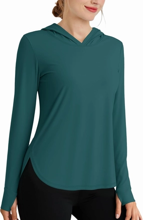 Womens Sun Protection Hoodies UPF 80  UV Shirts Long Sleeve Lightweight Hiking Fishing Workout Tops