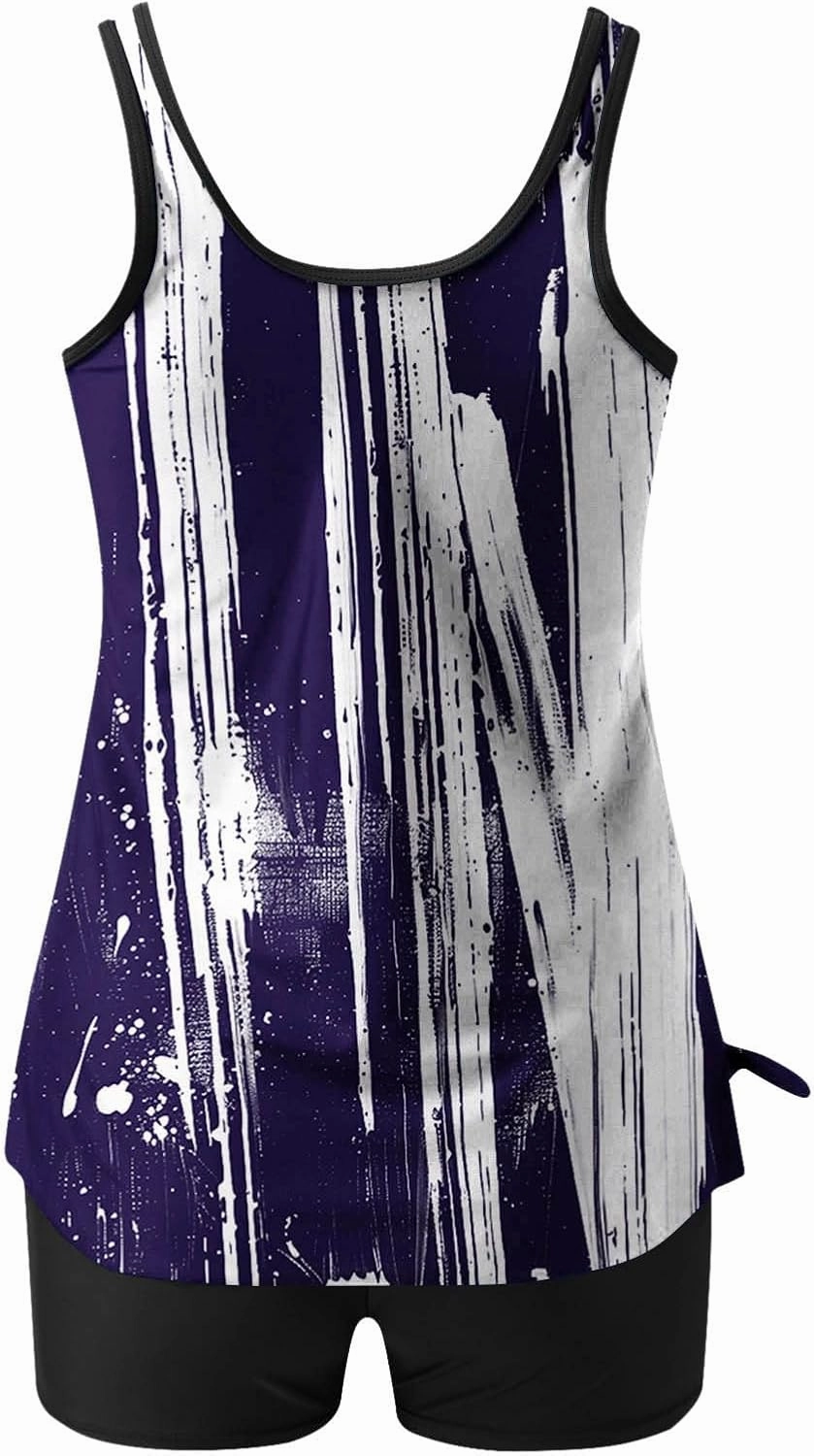 Womens Tankini Swimsuits 2025 Sports Tummy Control Printed Bathing Suits Two Piece Swimwear Tank Top with Shorts 2025