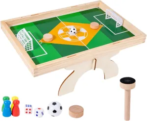 Wooden 2-in-1 Tabletop Soccer Chess Game for Boys and Girls Mini Football Table Chess Toy Set Flying Girls Toys Age 6