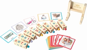 Wooden Reading Blocks Short Vowel Rods Spelling Games, Turning Rotating Letter Puzzle for Kids Flash Cards, Montessori Spinning Alphabet Site Words Learning Toy for Preschool Boys Girls