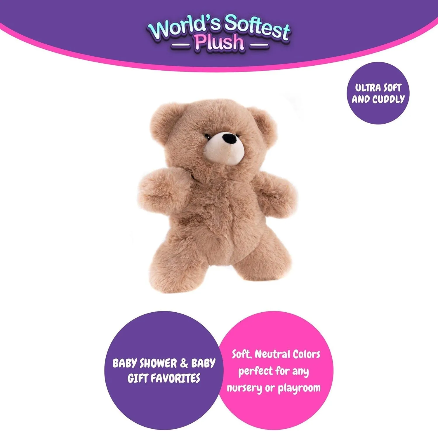 World's Softest Plush Stuffed Animals, Tan Bear