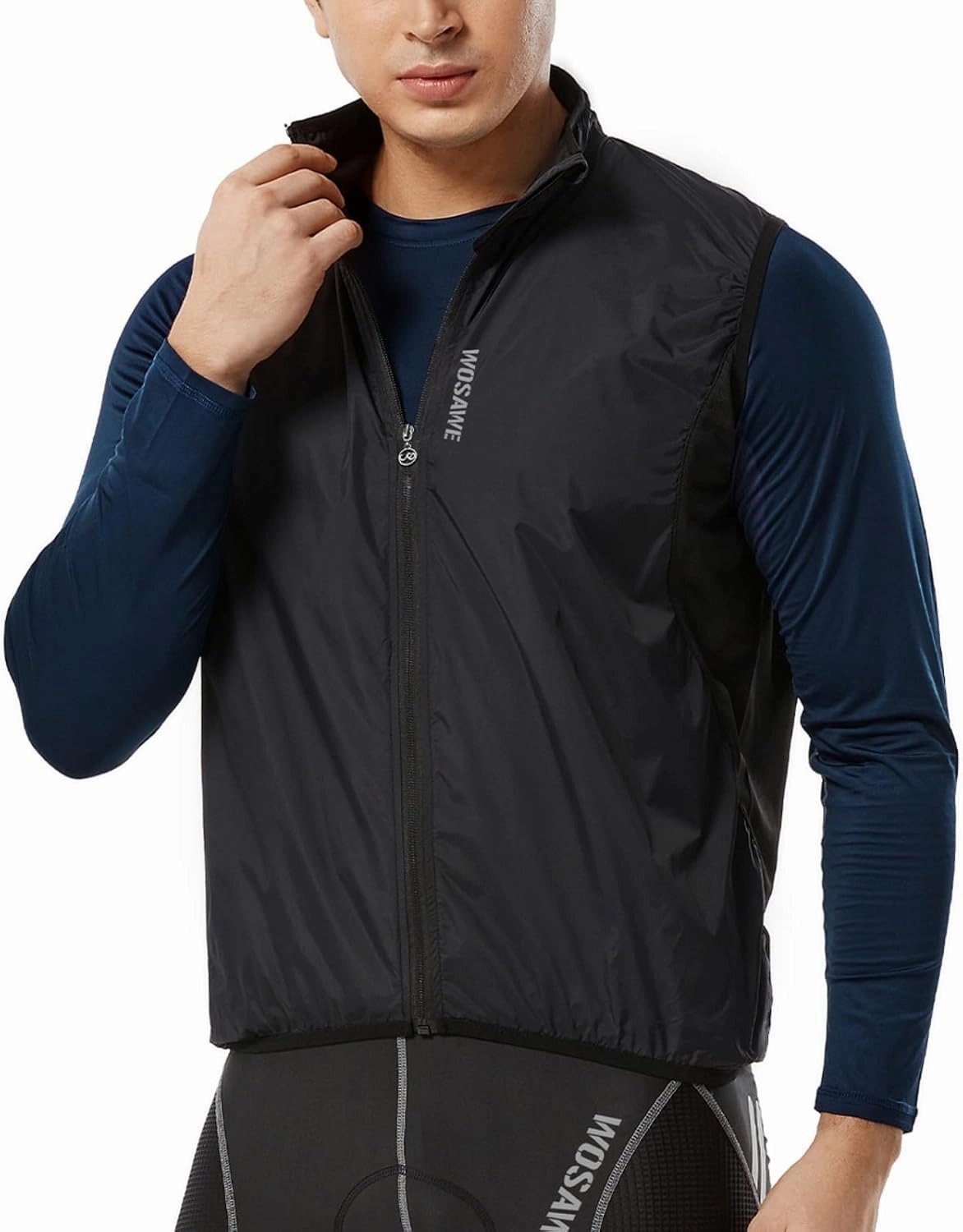 WOSAWE Cycling Vest Lightweight Windbreaker Reflective Gilet for Hiking Runing Fishing Commuting