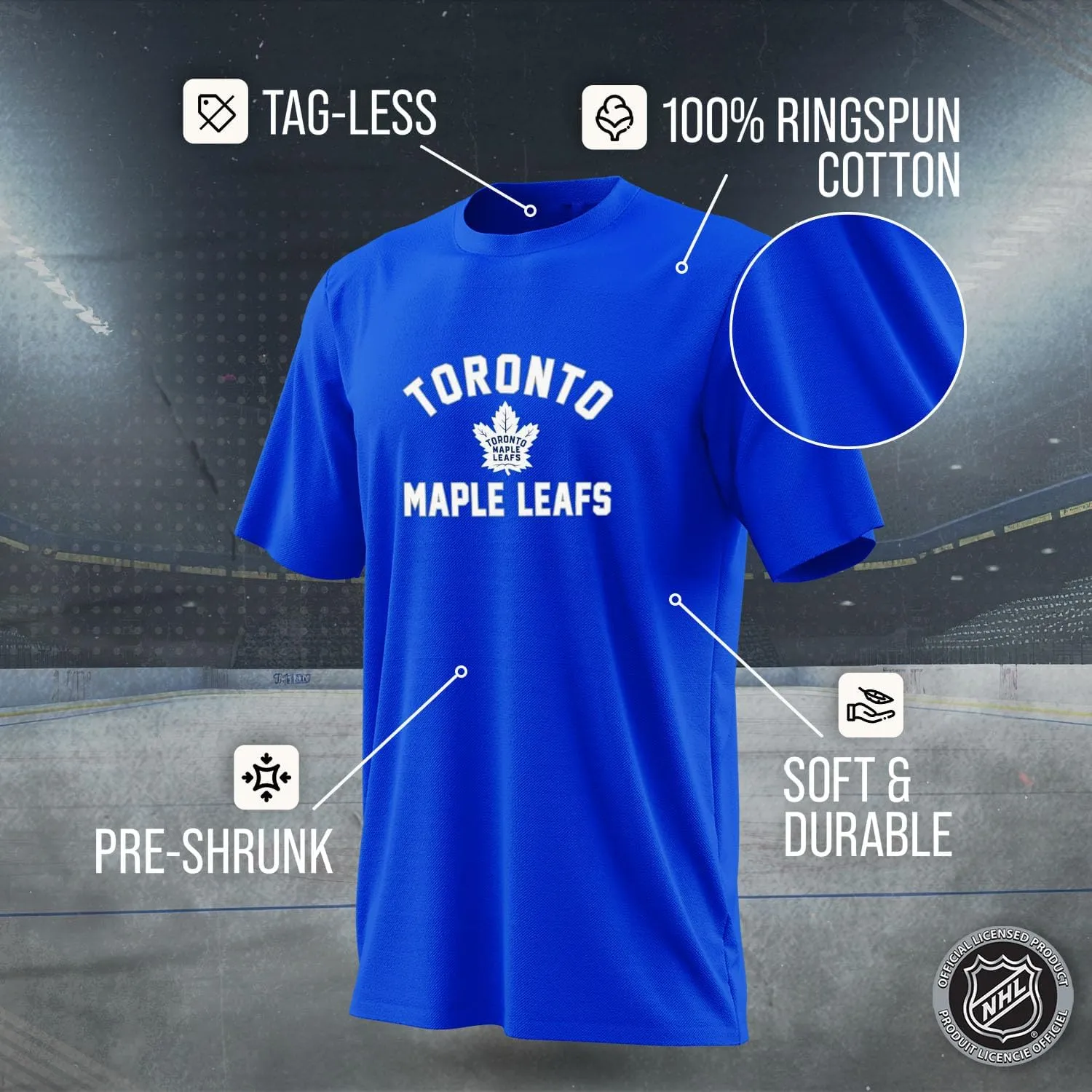 Wright & Ditson NHL Adult Game Day T-Shirt - 100% Cotton - Tagless Hockey Tee - Short Sleeve - Comfortable and Lightweight