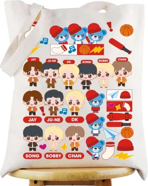 WZMPA K-Pop Boygroup Tote Case K-Pop Group Member Gift Korean Music Reusable Grocery Bag K-Pop Band Inspired Gift