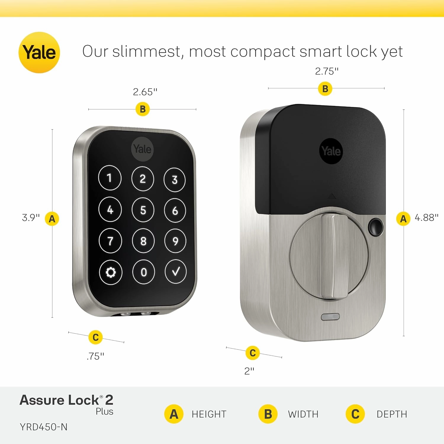 Yale Assure Lock 2 Plus Apple Home Keys, Black Keyless Entry Door Lock with Keypad for Code Entry Lock and Auto-Unlock (No Wi-Fi) Remote Access Requires Apple Home Hub via HomeKit, ‎YRD450-N-BLE-BSP