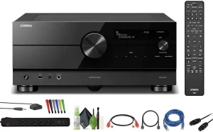 Yamaha AVENTAGE RX-A8A 11.2-Channel Surround Sound Network AV Receiver MusicCast Built-in Wi-Fi and Bluetooth Streaming Home Theater System Bundle with Accessories