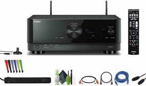 Yamaha RX-V4A 5.2-Channel Surround Sound Network AV Receiver with MusicCast Built-in Wi-Fi and Bluetooth Streaming Home Theater System Bundle with Accessories