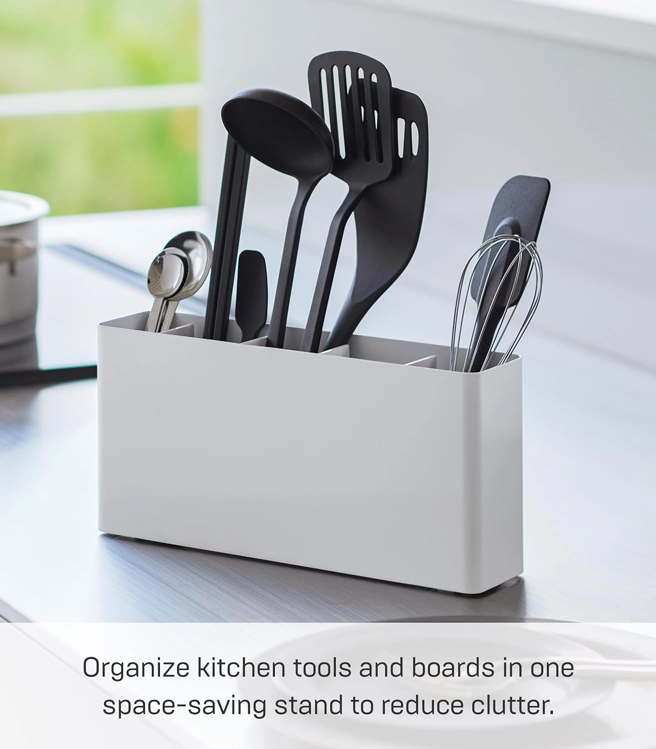 Yamazaki Home Tower Slim Kitchen Stand With Slim Depth - Convenient Storage For Cutting Boards & Utensils - Space-Saving Design, Easy To Clean - Steel