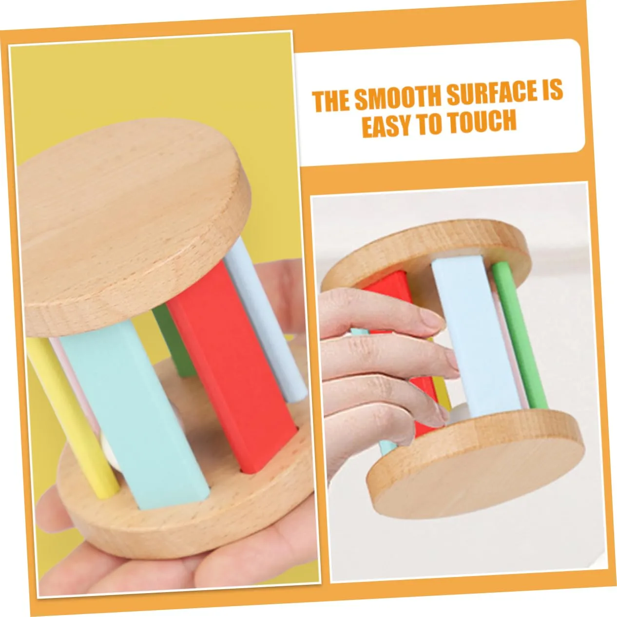 Yardwe Wooden Rattle Roller Interactive Music Plaything for Early Education Enhances Hand Eye Coordination Parent Communication Lightweight Design