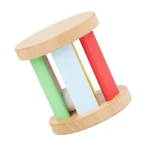 Yardwe Wooden Roller Rattle Musical Instrument for Boy Girl Safe and Sensory Shaker for Newborns Educational Plaything for Showers and Birthdays Compact and Portable