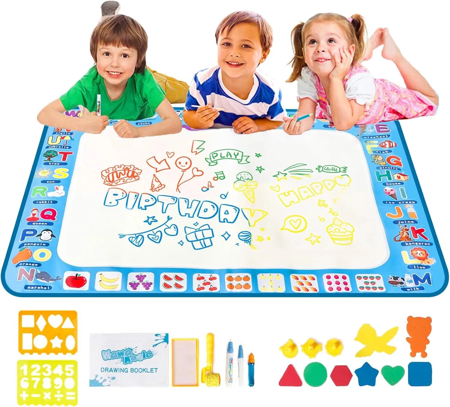 YEEGO DIRECT Water Doodle Mat, Doodle Drawing Mat,Aqua Coloring Mat Doodle Board Reusable No Mess Doodle Educational Toy Gifts for Boy Girl Ages 3 4 5 6 7 8 9 10 11 12