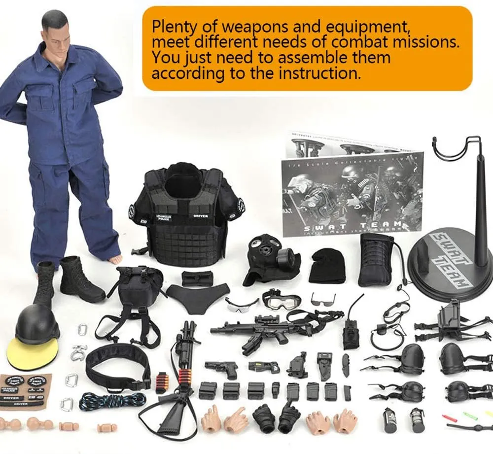 YEIBOBO ! Highly Detail Special Forces 12inch Action Figure SWAT Team (ASSUALTER)