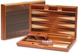 Yellow Mountain Imports Wooden Inlaid Backgammon Game Set, Pasadena - with Acrylic Playing Pieces, Wooden Dice Cups, and 13-inch Folding Board