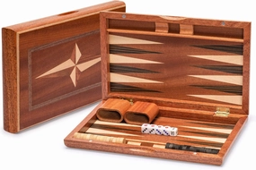 Yellow Mountain Imports Wooden Inlaid Backgammon Game Set, Sentinel - 11 Inches - Wooden Playing Pieces and Accessories