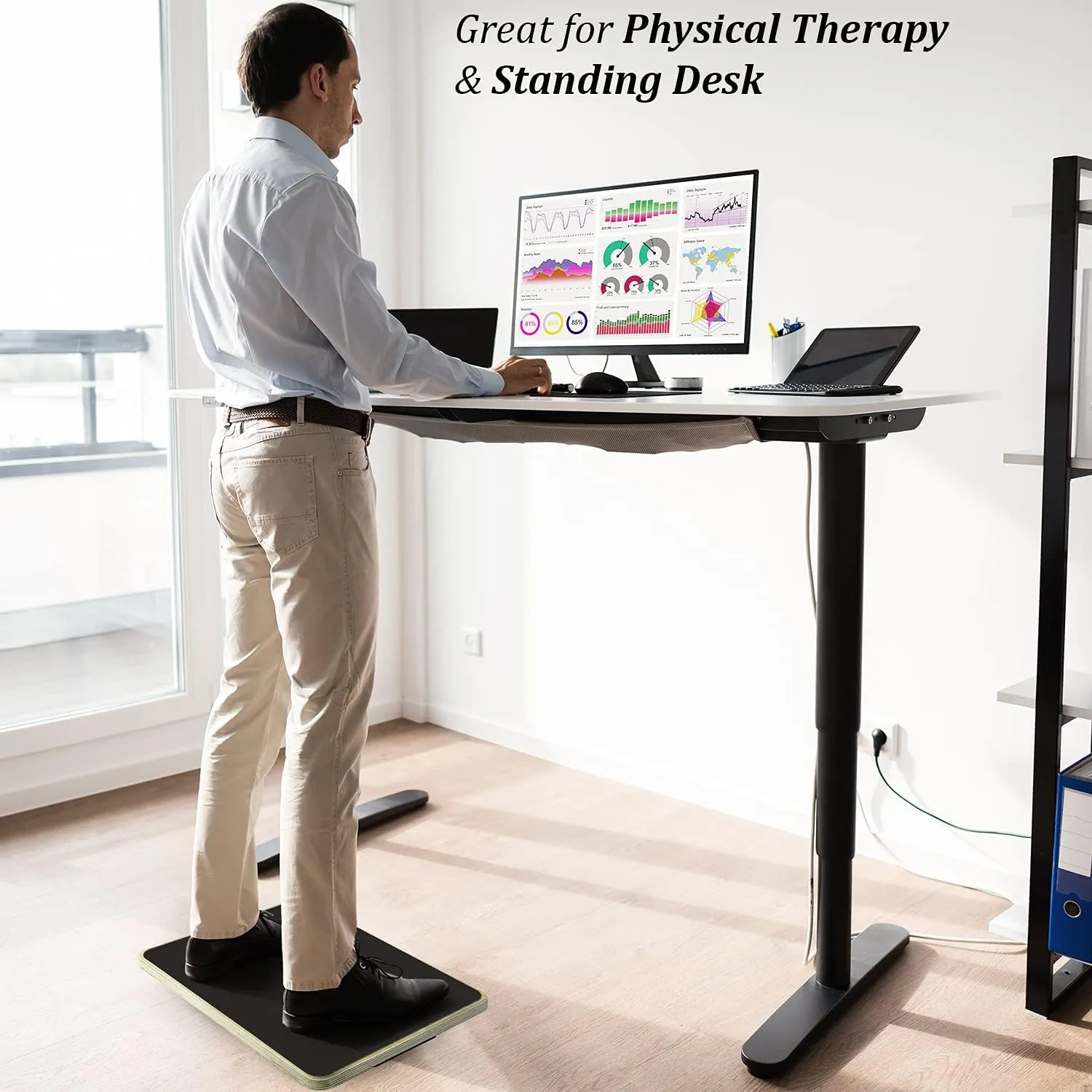 Yes4All 350LBS Professional Wooden Balance Board for Leg Workout, Anti-Slip Rocker Board, Wobble Board for Standing Desk