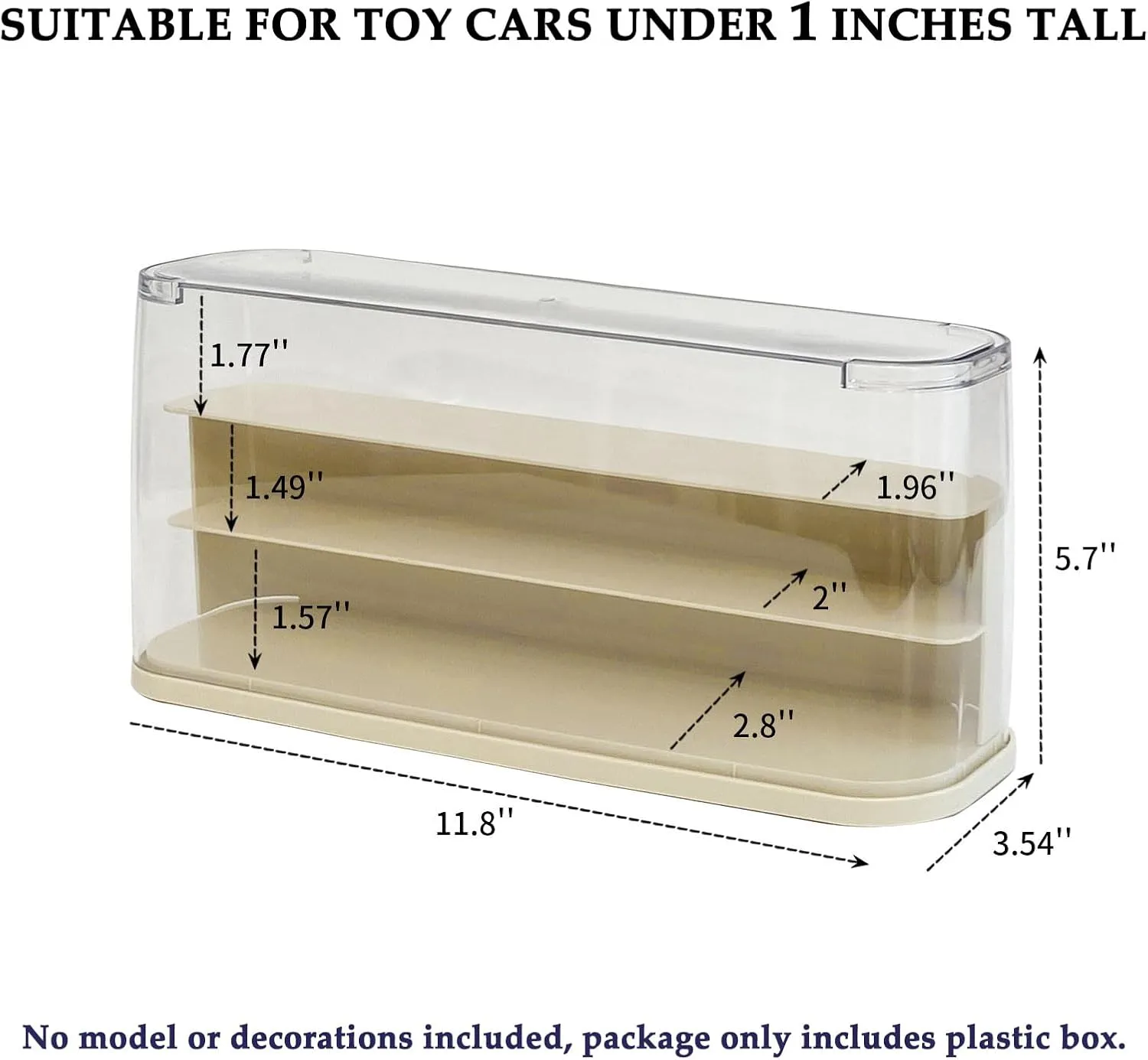 Yesesion Clear Mini Vehicles Organizer Box with 3 Tiers, Plastic Stackable Display Cases for Model Cars, Squishy Toys, Mini Doll, Animal, Bulk Mini Figures Showcase, 3 Pack