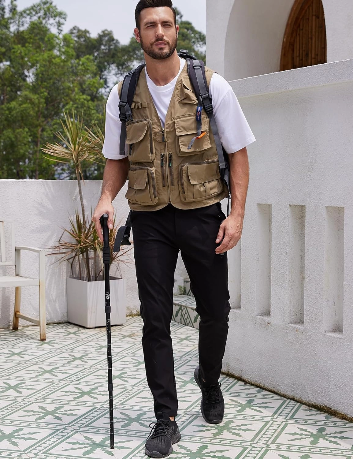 Yimoon Men’s Utility Fishing Vest Summer Lightweight Safari Travel Cargo Vest Outdoor Work Vests Multi Pockets
